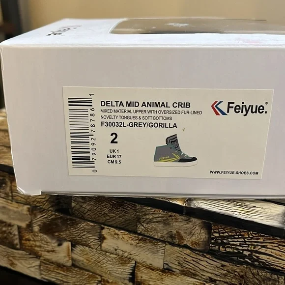 Host Pick🎈FEIYUE Baby Unisex Delta Mid Animal Fur-Lined Shoes Gorilla - Size 2 - Picture 14 of 16